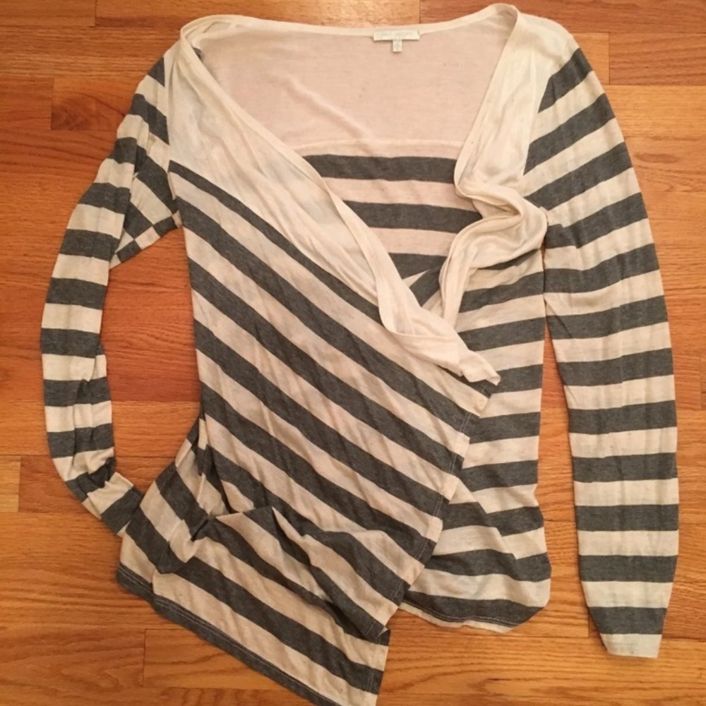 Gray and White Striped Sweater